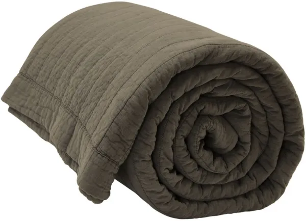 Magnhild, Vatteret sengetæppe, bark, 280x280 cm